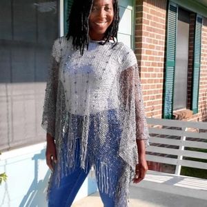 Gray Sequin Poncho